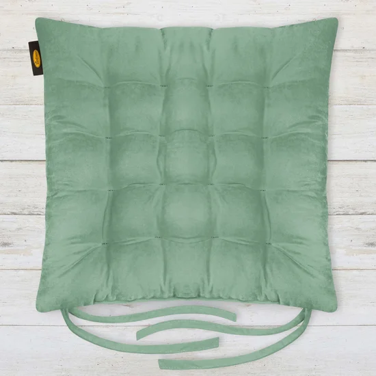 ADORE dwustronna welurowa poduszka siedziskowa na krzesło z szesnastoma pikowaniami, gramatura 195 g/m2 - 40 x 40 x 6 cm - jasnoturkusowy