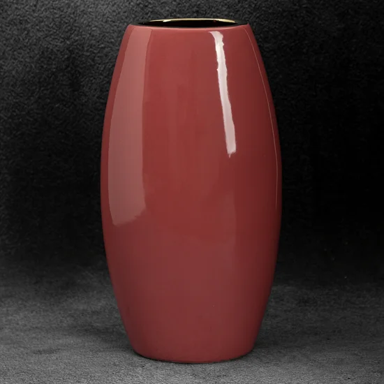 Wazon ceramiczny SIBEL gładki i nowoczesny design - 19 x 12 x 35 cm - ciemnoróżowy