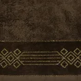 Ręcznik KAMELA bawełniany z bordiurą z geometrycznym ornamentem utkanym srebrną nicią - 50 x 90 cm - brązowy 2