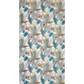 DESIGN 91 Zasłona welwetowa z barwnym graficznym nadrukiem liści i kwiatów - 140 x 250 cm - turkusowy 5