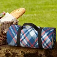 Koc piknikowy z motywem kraty - 130 x 145 cm - granatowy 1