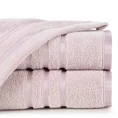 Ręcznik z elegancką bordiurą w lśniące pasy - 50 x 90 cm - pudrowy róż 1
