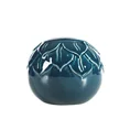 Kula ceramiczna BILL ze zdobieniem w formie liści - 10 x 10 x 9 cm - niebieski 1