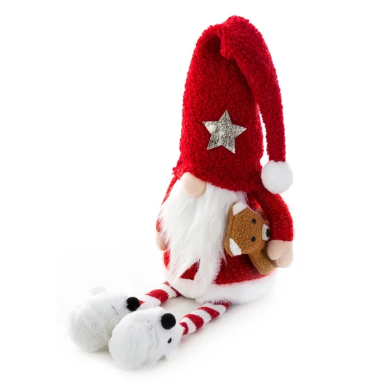 Figurka świąteczna SKRZAT w zimowym stroju z miękkich tkanin - 21 x 12 x 85 cm - czerwony