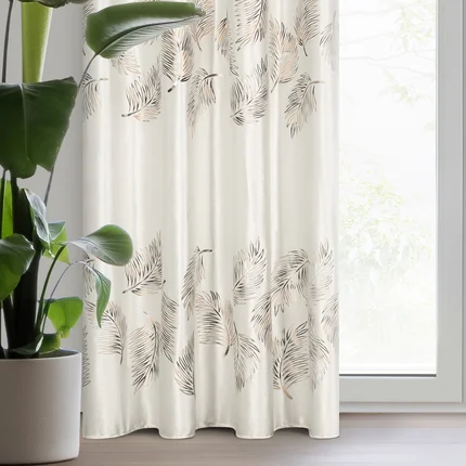 Zasłona gotowa IDALIA z welwetu zdobiona cieniowanym nadrukiem liści Zasłona gotowa IDALIA z welwetu zdobiona cieniowanym nadrukiem liści - 140 x 250 cm