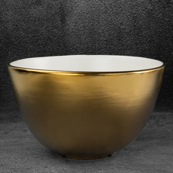 Misa ceramiczna EBRU biało-złota - ∅ 30 x 18 cm - biały
