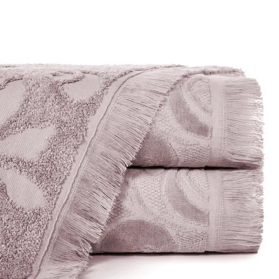 Ręcznik z żakardowym wzorem - 70 x 140 cm - liliowy