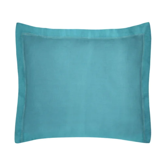 NOVA COLOUR Poszewka na poduszkę bawełniana z satynowym połyskiem i ozdobną kantą - 50 x 70 cm - turkusowy