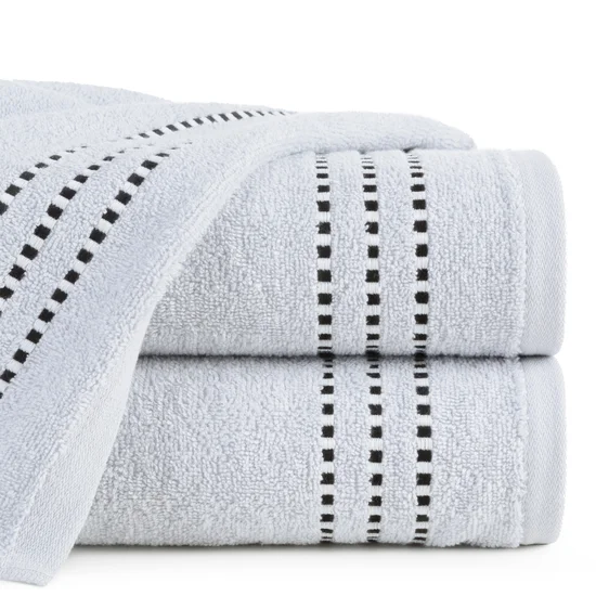 Ręcznik bawełniany FIORE z ozdobnym stebnowaniem - 30 x 50 cm - srebrny