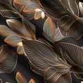 Zasłona LARISA z miękkiego welwetu z cyfrowym nadrukiem liści z efektem 3D - 140 x 270 cm - czarny 13
