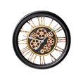 Dekoracyjny zegar ścienny w stylu vintage z ruchomymi kołami zębatymi - 43 x 9 x 43 cm - czarny 1