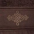 Ręcznik z bordiurą zdobioną ornamentowym haftem - 70 x 140 cm - brązowy 2
