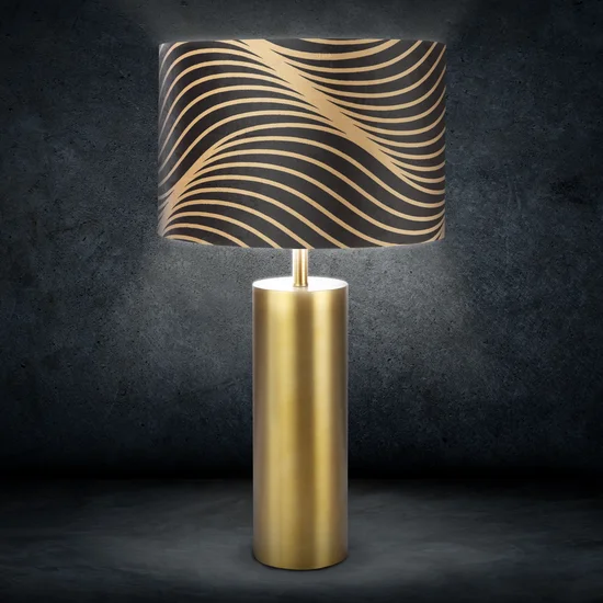 LIMITED COLLECTION Lampa stołowa VICTORIA 3 z podstawą łączącą metal i welwetowy abażur - ∅ 40 x 74 cm - czarny