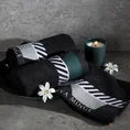 EVA MINGE Ręcznik EVA 7 z puszystej bawełny z bordiurą zdobioną designerskim nadrukiem - 30 x 50 cm - czarny 4