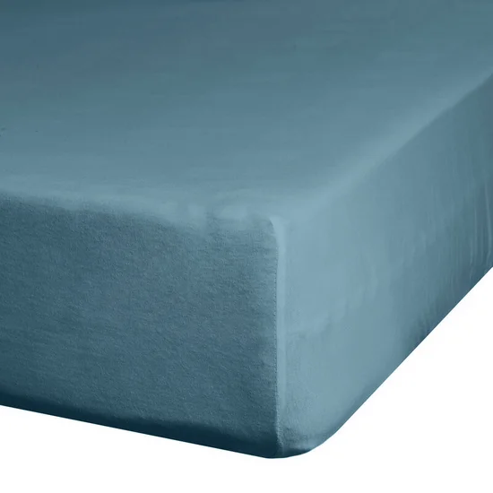 Prześcieradło gładkie z gumką 180x200 cm z satyny bawełnianej kolor niebieski 125 g/m2 NOVA 3 - 180 x 200 x 30 cm - niebieski