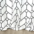 Zasłona JASIRA zdobiona geometrycznym czarnym wzorem na białym tle - 140 x 250 cm - biały/czarny 3