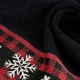 Ręcznik świąteczny RUDOLF 02 bawełniany z żakardową bordiurą w kratkę i haftem ze śnieżynkami - 70 x 140 cm - czarny 5