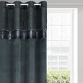 Zasłona z welwetu zdobiona pasem tkaniny z moherową nicią oraz połyskliwych czarnych cekinów - 140 x 250 cm - czarny 1