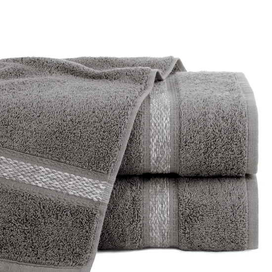 Ręcznik ALTEA z bordiurą z melanżowym pasem w stylu eko - 30 x 50 cm - stalowy