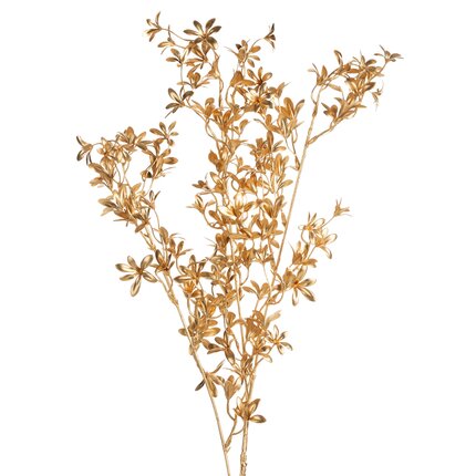 Zimowa gałązka z złotymi lśniącymi listeczkami 20 x 105 cm złoty