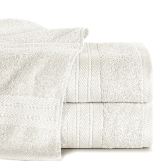 Ręcznik KAYA klasyczny z żakardową bordiurą - 50 x 90 cm - kremowy