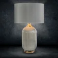Lampa dekoracyjna z welwetowym abażurem - ∅ 41 x 65 cm - srebrny 1