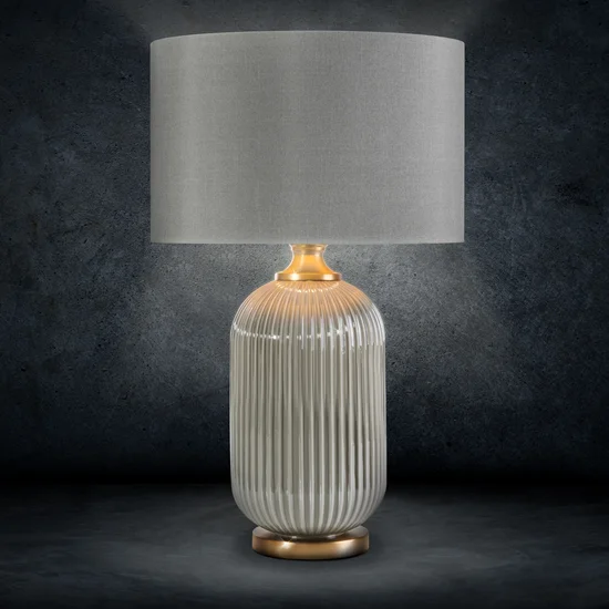 Lampa dekoracyjna z welwetowym abażurem - ∅ 41 x 65 cm - srebrny