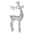Figurka świąteczna RENIFER z metalu i dużymi rogami - 14 x 5 x 31 cm - srebrny 3