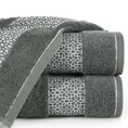 Ręcznik bawełniany z geometrycznym wzorem - 70 x 140 cm - stalowy 1