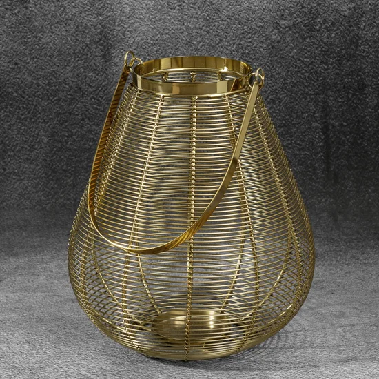 Lampion dekoracyjny MELA złoty z metalu - ∅ 27 x 32 cm - złoty
