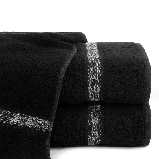 Ręcznik ALTEA z bordiurą z melanżowym pasem w stylu eko - 50 x 90 cm - czarny