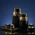 Wazon ceramiczny SELENA  czarny ze złotym zdobieniem - 14 x 8 x 28 cm - czarny 4