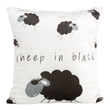 DESIGN 91 Poszewka welwetowa KIDS 3 z motywem słodkich baranków 45 x 45 cm biały,czarny | Eurofirany