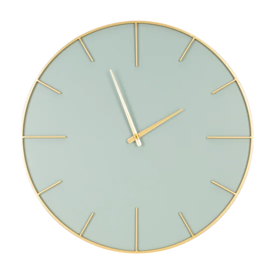 Duży zegar ścienny w stylu nowoczesnym z miętowym cyferblatem, 60 cm średnicy - 60 x 4 x 60 cm - miętowy