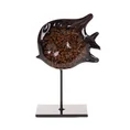 Ryba - figurka dekoracyjna GRETA ze szkła artystycznego i metalu - 13 x 6 x 19 cm - brązowy 2