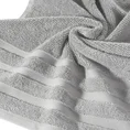 EUROFIRANY PREMIUM Ręcznik EMIL w kolorze srebrnym, z żakardową bordiurą w paski - 50 x 90 cm - srebrny 5