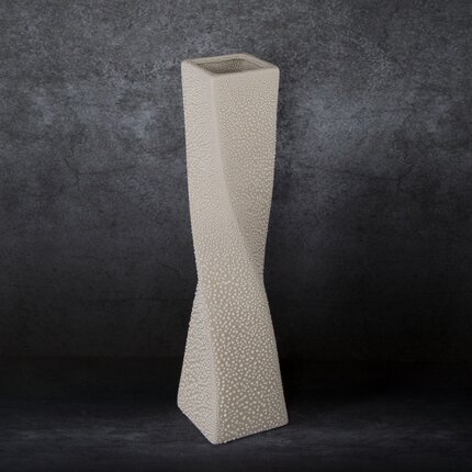 Zdjęcia - Figurka / świecznik Wazon ceramiczny RISO z efektem rosy 12 x 12 x 50 cm kremowy