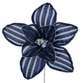 Świąteczny kwiat dekoracyjny wykonany z tkaniny w paseczki - ∅ 24 cm - granatowy 2