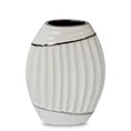 Wazon ceramiczny o nowoczesnym kształcie biało-srebrny - 20 x 7 x 27 cm - biały 1