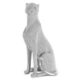 Pantera - figurka dekoracyjna ELDO o drobnym strukturalnym wzorze, srebrna - 12 x 8 x 23 cm - srebrny 2