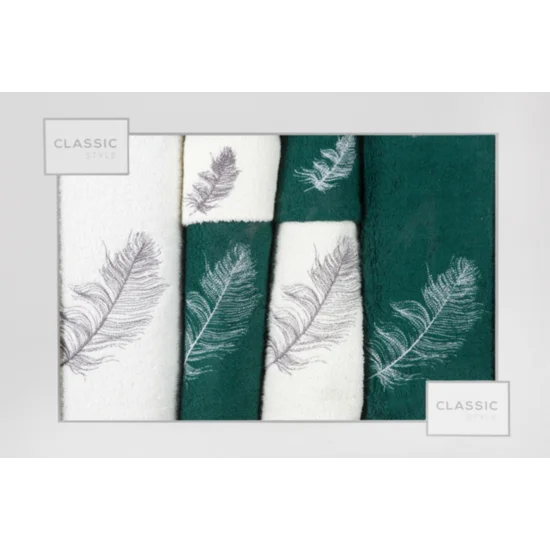 Komplet ręczników NADIA z haftem w kartonowym opakowaniu - 53 x 37 x 11 cm - kremowy