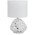 Lampka stołowa DAKOTA  na ceramicznej ażurowej podstawie z abażurem z matowej tkaniny - 25 x 16 x 40 cm - biały 3