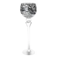 Świecznik szklany VENICE na wysmukłej nóżce ze srebrzystym kielichem o marmurkowej strukturze - ∅ 13 x 40 cm - biały 7