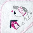 Ręcznik BABY z kapturkiem i haftowaną aplikacją z pieskiem - 75 x 75 cm - biały 3