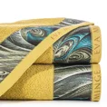 EWA MINGE Ręcznik ALES z bordiurą zdobioną designerskim nadrukiem - 50 x 90 cm - musztardowy 1