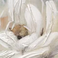 Obraz CAMELLIA ręcznie malowany na płótnie podkreślony złotymi akcentami - 80 x 100 cm - biały 2