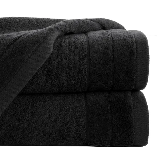 Ręcznik DAMLA z welurową bordiurą - 70 x 140 cm - czarny