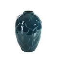 Wazon ceramiczny BILL ze zdobieniem w formie liści - ∅ 23 x 30 cm - niebieski 1