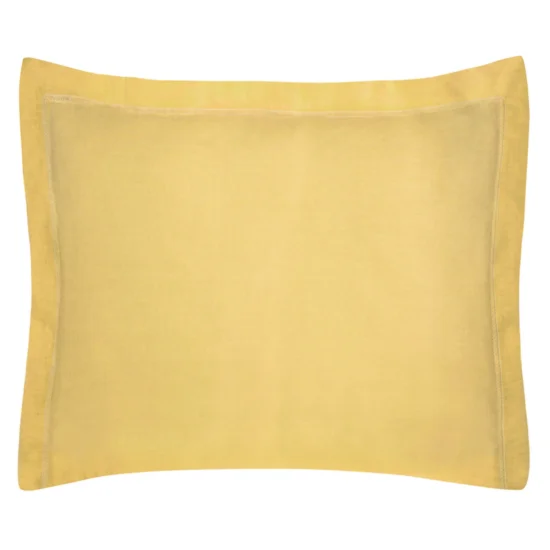 NOVA COLOUR Poszewka na poduszkę bawełniana z satynowym połyskiem i ozdobną kantą - 70 x 90 cm - musztardowy