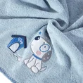 Ręcznik BABY z kapturkiem i haftowaną aplikacją z dinozaurem - 75 x 75 cm - niebieski 4